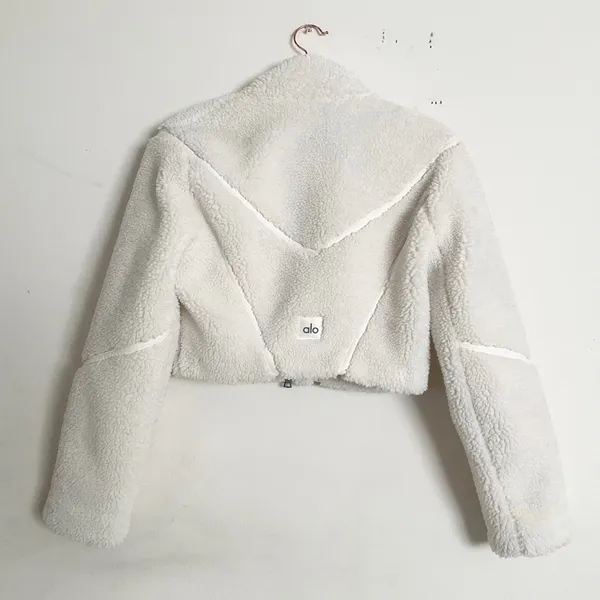 Alo Yoga Sherpa Cropped Slope Side Jacket Ivory S - Image 13