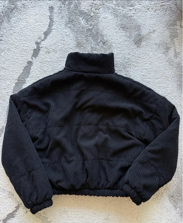 Black Corduroy Puffer Jacket - Image 3