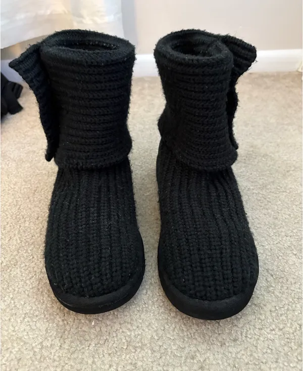 Black Knit UGG Boots - Image 4