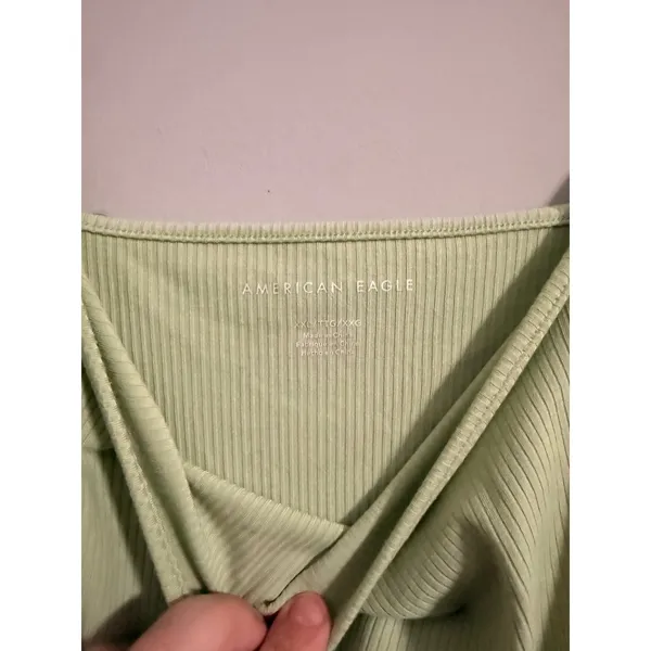 American Eagle Cami Top Womens XXL Sage Green Ribbed Spaghetti Strap Scoop Neck - Image 2