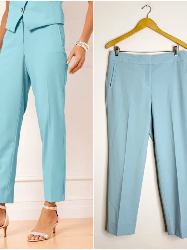 Talbots City Twill Ankle Pants Size 8 Light Blue Straight Leg Fully Lined - Image 2