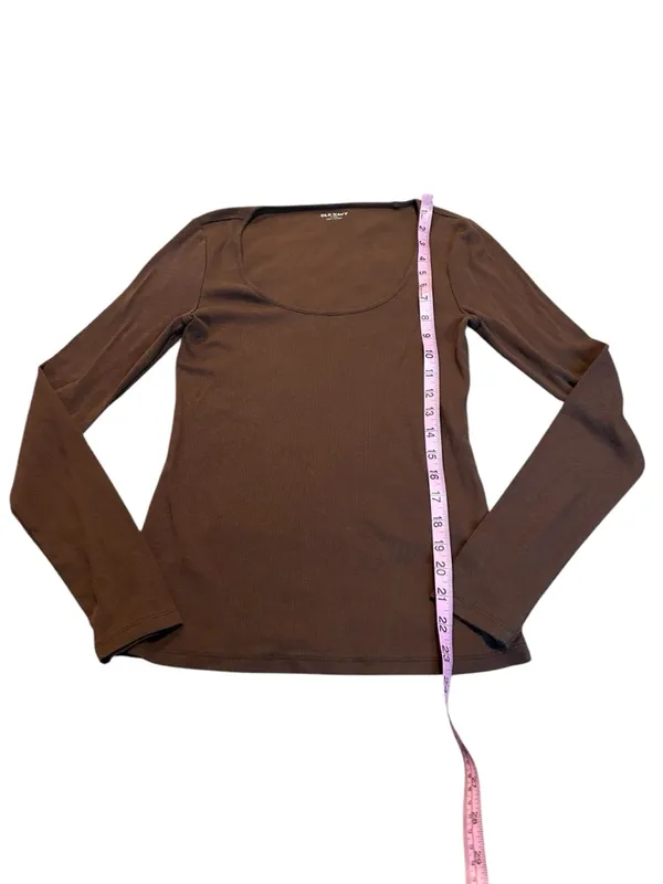 OLD NAVY ribbed Brown Long Sleeve Scoop Neck Tee TALL - Image 2
