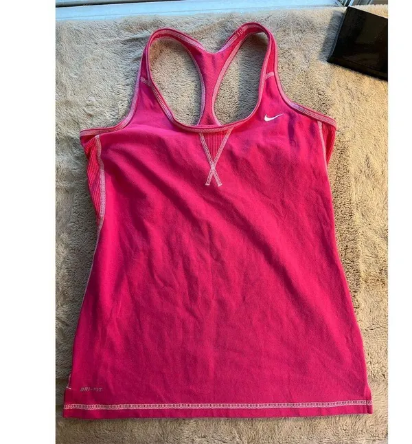 Nike Women's Pink Racerback Tank Top Standard Size M Sleeveless Activewear - Image 6