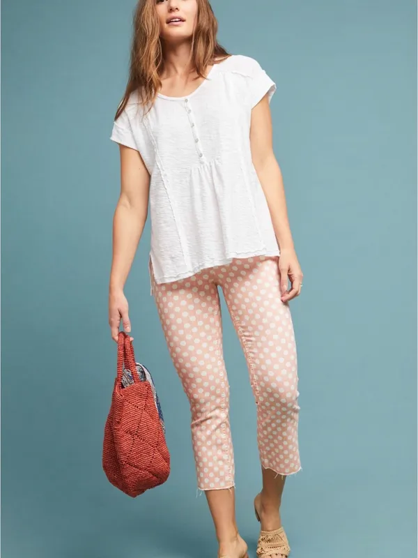 Anthropologie Julie Henley Top White Medium - Image 8