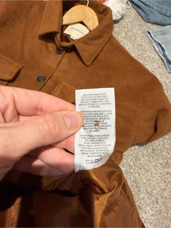 Thread & Supply Warm Fleece Button Front Shacket Jacket Brown Size Medium - Image 6