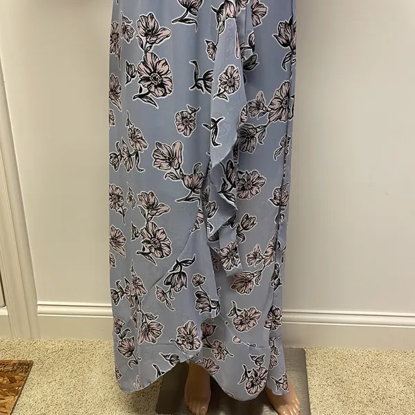 Japna Blue Pink Floral Maxi Faux Wrap Dress Lined to above the knee size M - Image 6