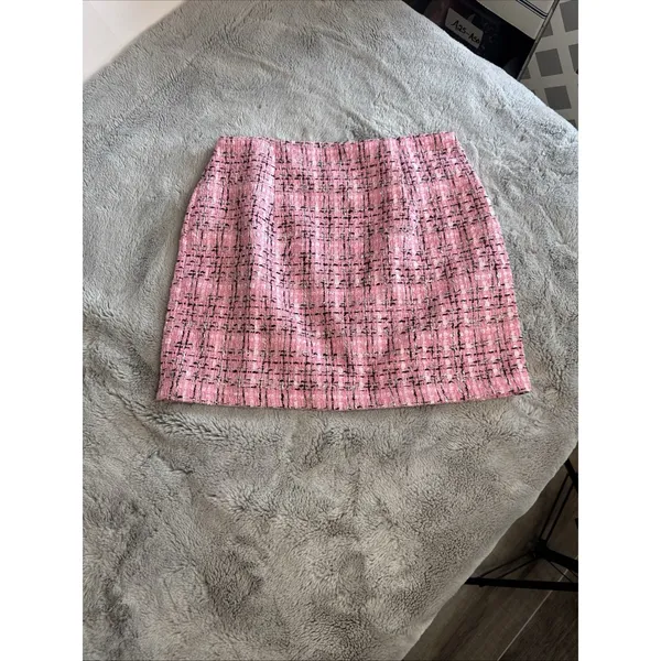 iii Tweed Wool Blend‎ Mini Skirt Womens Sz S Pink New Side Zip - Image 12