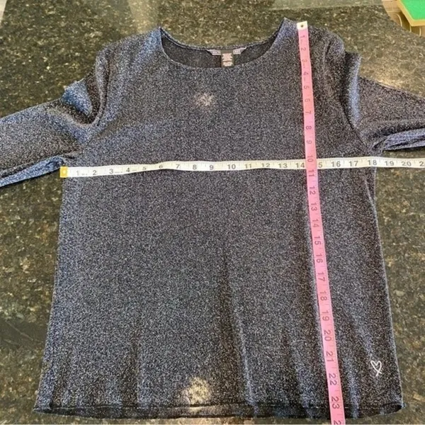 Victorias Secret Glitter Mesh Sheer Sparkly Metallic Long Sleeve Top Size Large - Image 3