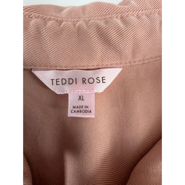 Teddi Rose Womens XL Dusty Rose Pink Tencel Button Down Shirt Dress High Low Hem - Image 3