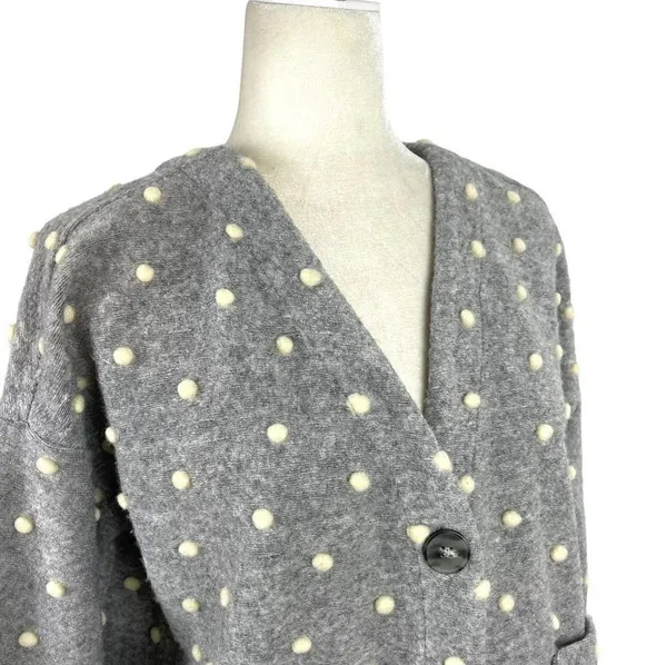 Madewell AG245 Texture & Thread Boxy Bobble Cropped Cardigan Small Polka Pom - Image 7