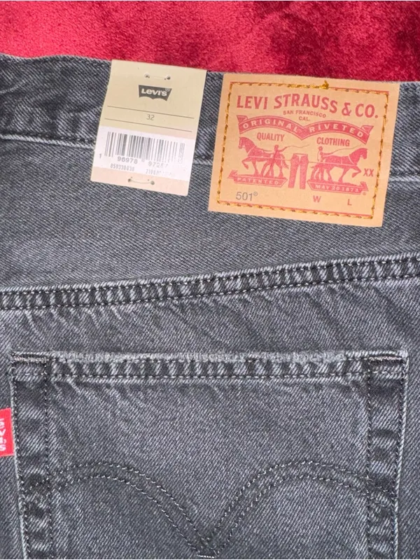 Levi's Charcoal Distressed‎ Denim Shorts - Image 8