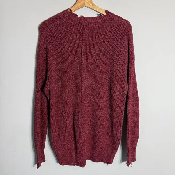 NWT Pistola Eva Distressed Crew Neck Knit Pullover Sweater Women's XS Red Black - Image 11