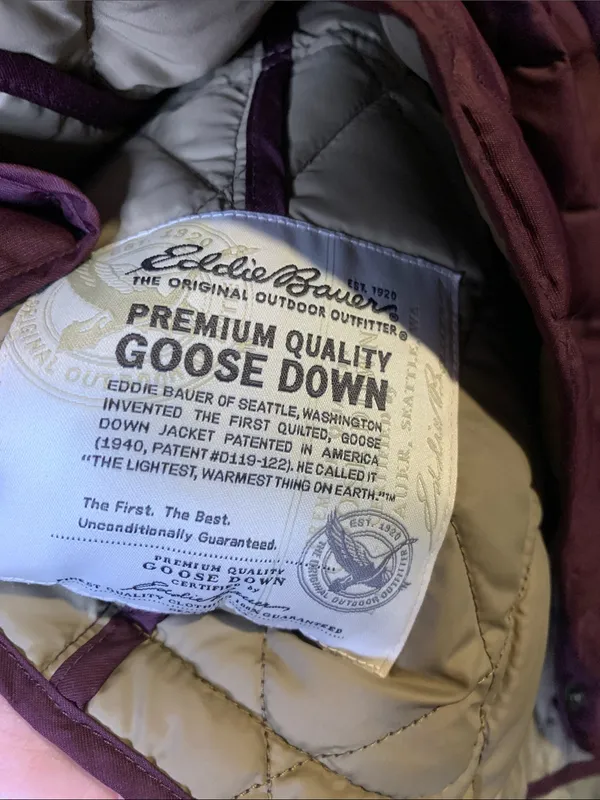 L.L. Bean Down Eggplant Quilted Coat Size M - Image 6