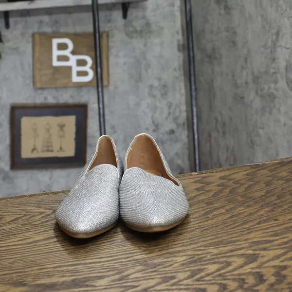 Rampage Womens Glitter Shiny Flats SMOKER-03L Silver Gray 8 - Image 3