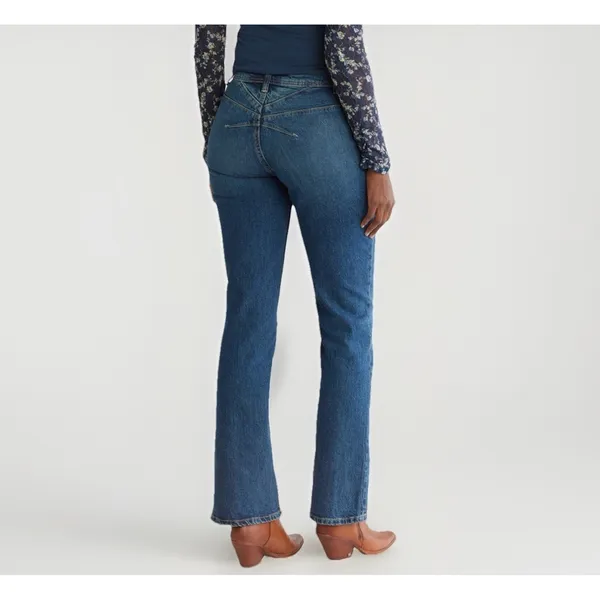 NEW Free People CRVY Starlight Straight Leg Blue Jeans Western Rodeo Sz 24‎ $128 - Image 3