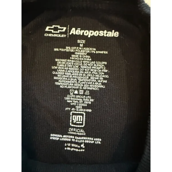 Chevrolet x Aeropostale Crop Top Medium Y2K Ribbed Cotton Sports Car Euro Summer - Image 3