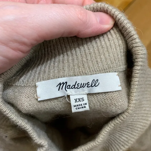 Madewell XXS Mockneck Sweater Oatmeal Beige Merino Wool Alpaca Blend CKP46509846 - Image 5