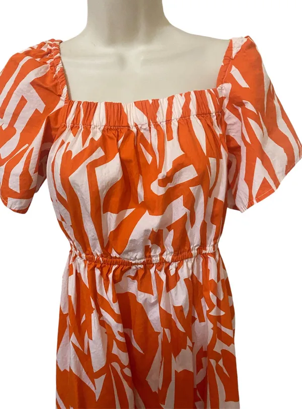 Nation AK Outfits Long Tropical Orange Maxi Tiered dress women size S - Image 4