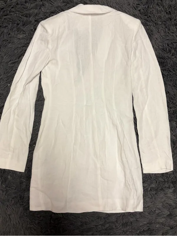 Free People Rumer summer beach boho Bronte Blazer linen Dress White Size xs NWT - Image 11