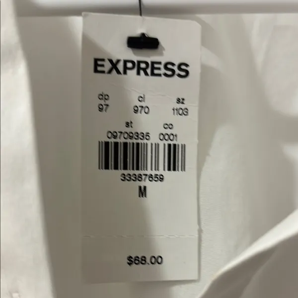 Express White Puff Sleeve Button Down Top with Notched Collar - Image 2
