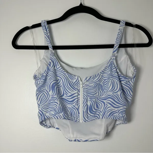 PacSun La Hearts Blue & White Cropped Corset Top Size Small - Image 3
