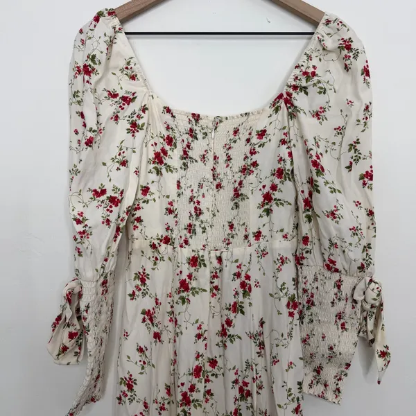 Reformation Dainy Floral Midi Dress White Red Size 2 - Image 8