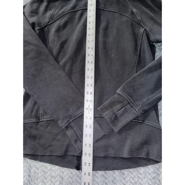 Lululemon Women's Black Full Zip Scuba Hoodie Jacket Thumbholes Size‎ 8 - Image 8