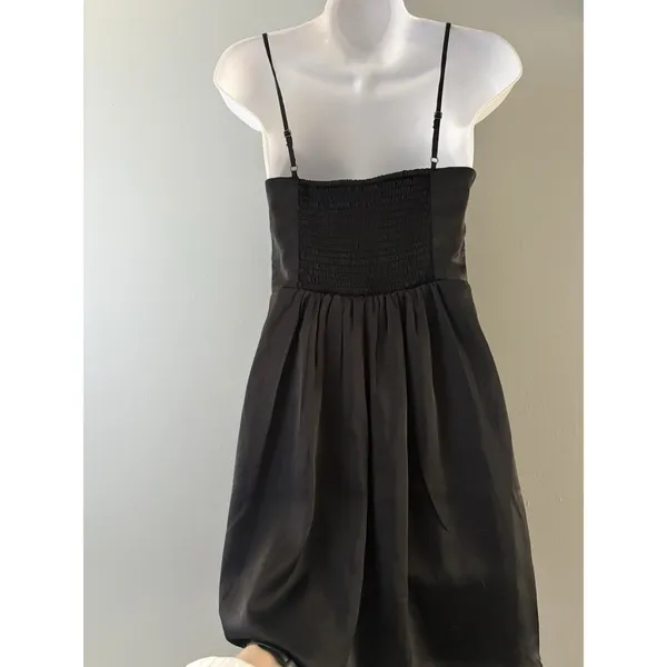 Hollister Slip Dress Womens Size Small Black Silky LBD Going Out Party Ruched - Image 2