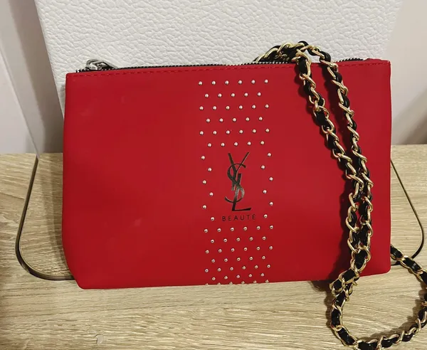 Saint Laurent Red Makeup cosmetic Bag Pouch case clutch Crossbody - Image 3