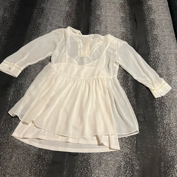 Womens small Motherhood Maternity sheer v-neck boho chic babydoll tunic w/cami - Image 2