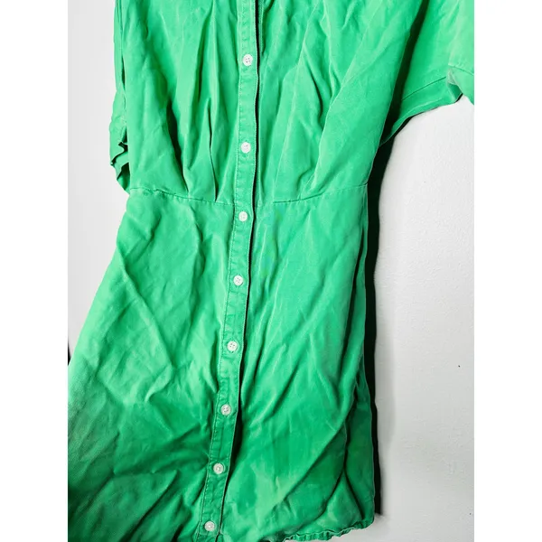 THAKOON COLLECTIVE Green Twill Short Sleeve Shirt Button Front Mini Dress Size 6 - Image 6