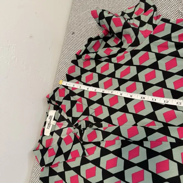 DVF Silk Kendyl Maxi Dress Hexagon Print Size XL Geometric - Image 11