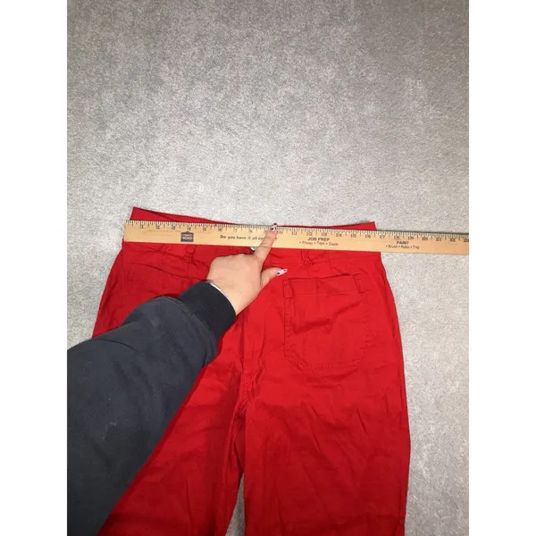 maeve colette pants 31 cropped wide leg pants Red Linen Blend Patch Pockets - Image 8