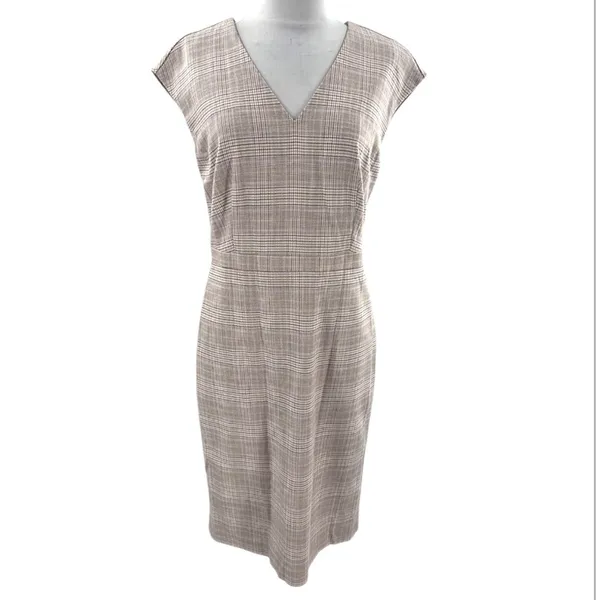 NWT Ann Taylor plaid v neck sheath dress purple‎ sz 4 - Image 9