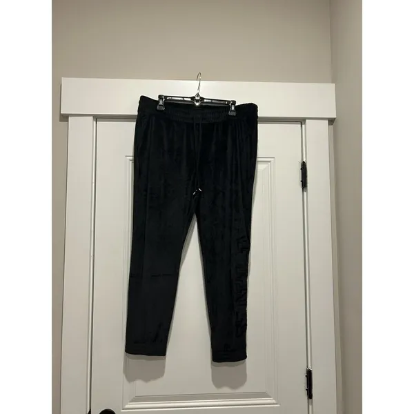 New PINK Victoria’s Secret Women’s Black Velour Jogger Pant Pockets Size XL Cozy - Image 6