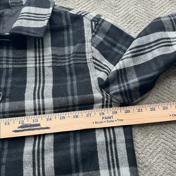 Oakley Women's Coat Wool Button-up Jacket Plaid Gingham Black Gray Size Small - Image 11