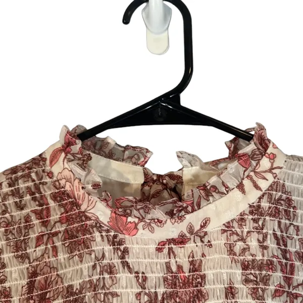 Eliza J Cream & Mauve Pink Short Sleeve Retro Mock Neck Dress Women Sz 6 - Image 6