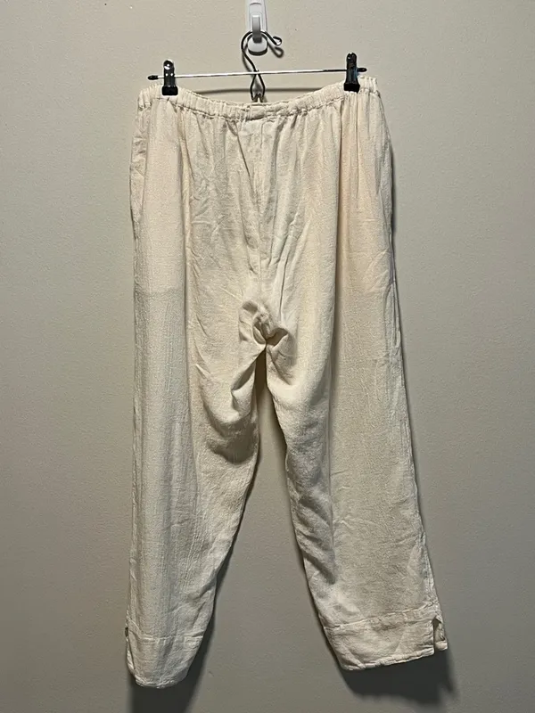 OH MY GAUZE! Cream Elastic Waist Cropped Pants, 100% Cotton, Size 2 (L/XL) - Image 8