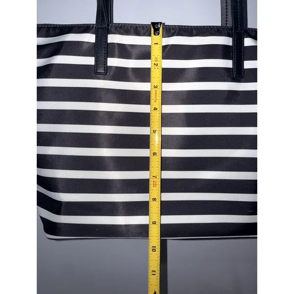 Kate Spade Hayden Sailing Stripe Tote Shoulder Bag Black and White Gold Zipper S - Image 8