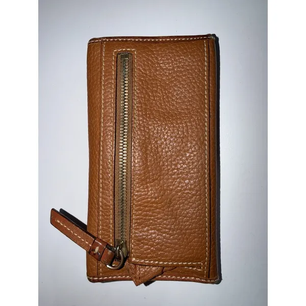 Dooney & Bourke‎ Tan Pebbled Leather Dillen Continental Wallet Clutch Trifold L - Image 5