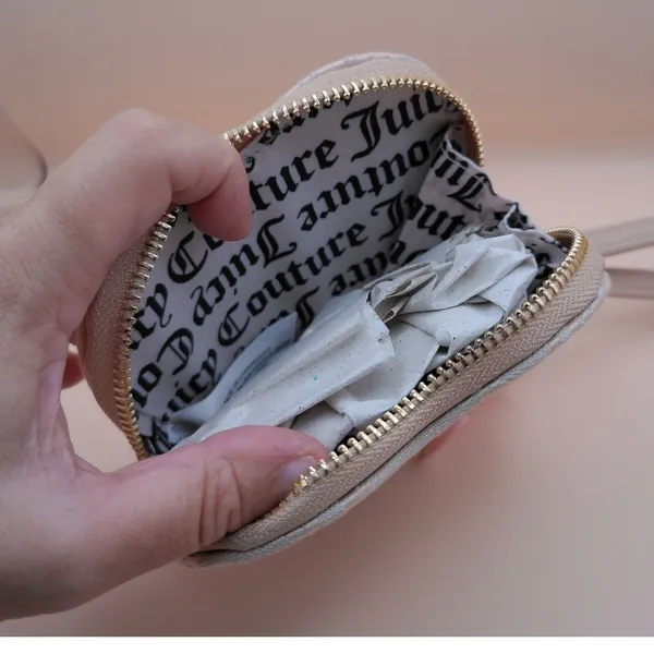 Juicy Couture Call It A Classic‎ Heart ZA Coin Purse Sandstone Logo Wristlet NEW - Image 5