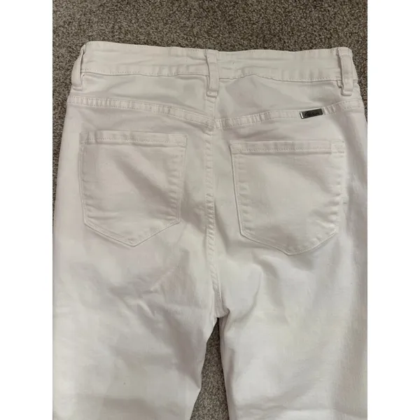 Kancan Womens White High Rise Button Fly Skinny Jeans Raw Hem Denim, sz 7/27 - Image 7