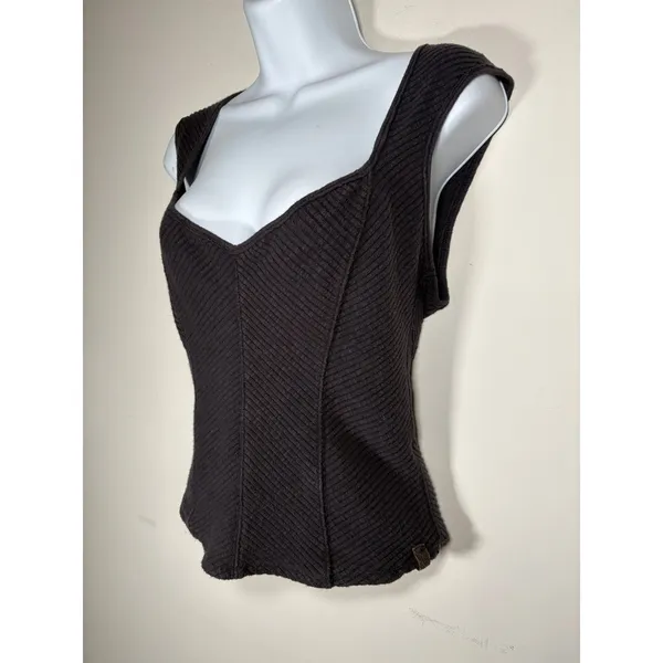 We The Free Corset Top Brown Ribbed Sweetheart Neck Sleeveless Coquette Medium - Image 3