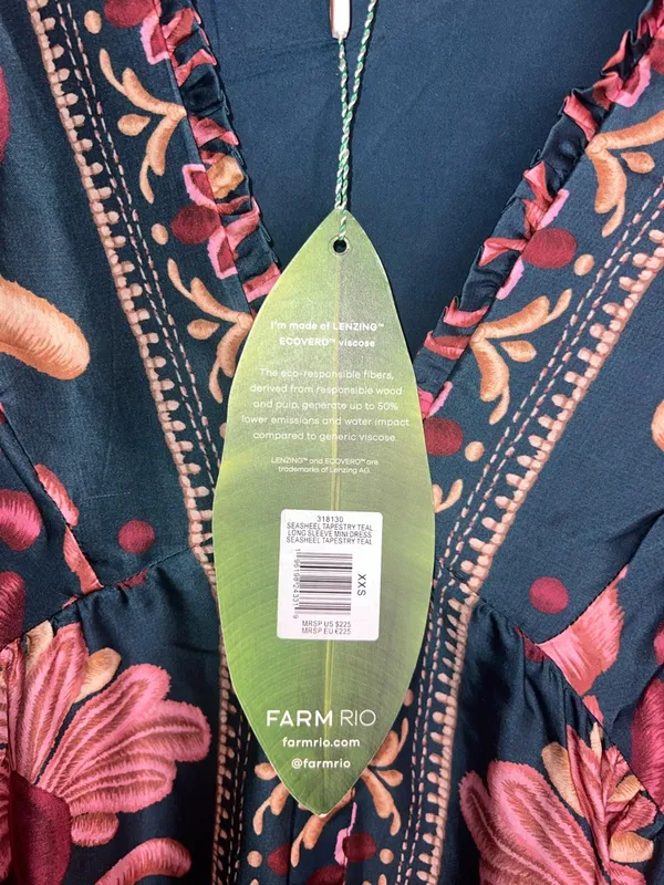 Farm Rio‎ Seashell Tapestry Teal Mini Dress NWT XXS Boho - Image 14