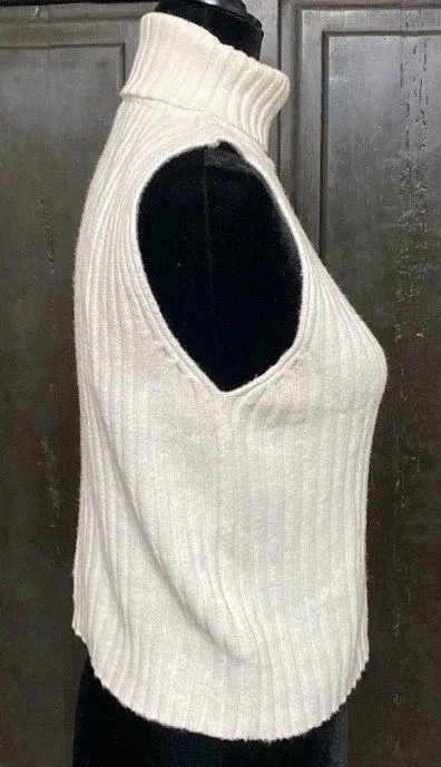 Airport Cropped cream sleeveless turtleneck sweater - size Small - Image 2