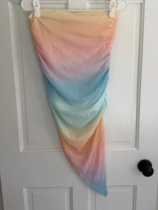 Abercrombie x Trevor Project Rainbow Ombre Ruched Midi Skirt M - Image 4