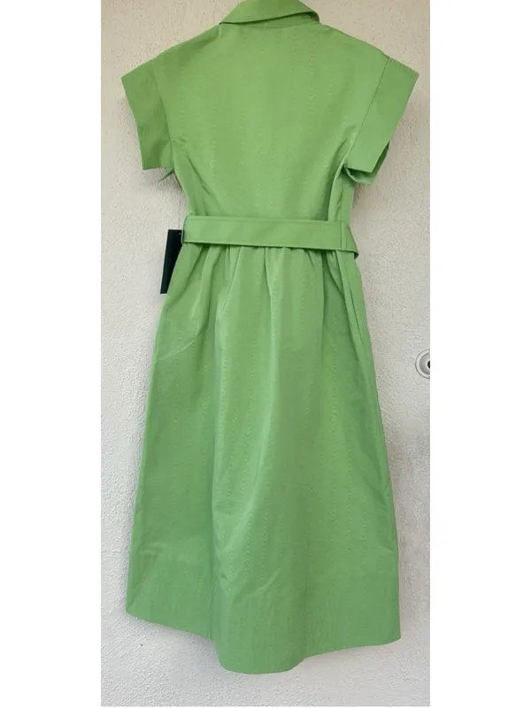 New Tuckernuck Pistachio Green Chloe Midi Dress S Belted Collared Moir Classic - Image 10