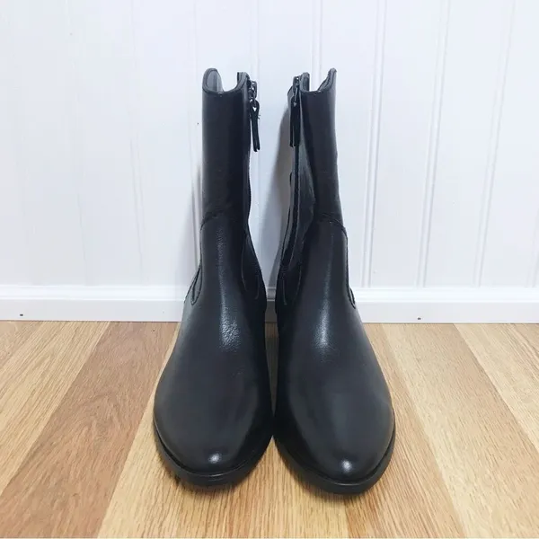 NATURALIZER Gaby Black Leather Western Midi Boot Bootie Block Heel Size 5‎ New - Image 3