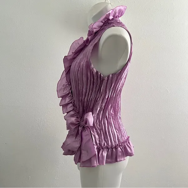 Vintage Lavish Lilac exaggerated Ruffled Blouse top size XLARGE NWOT - Image 5