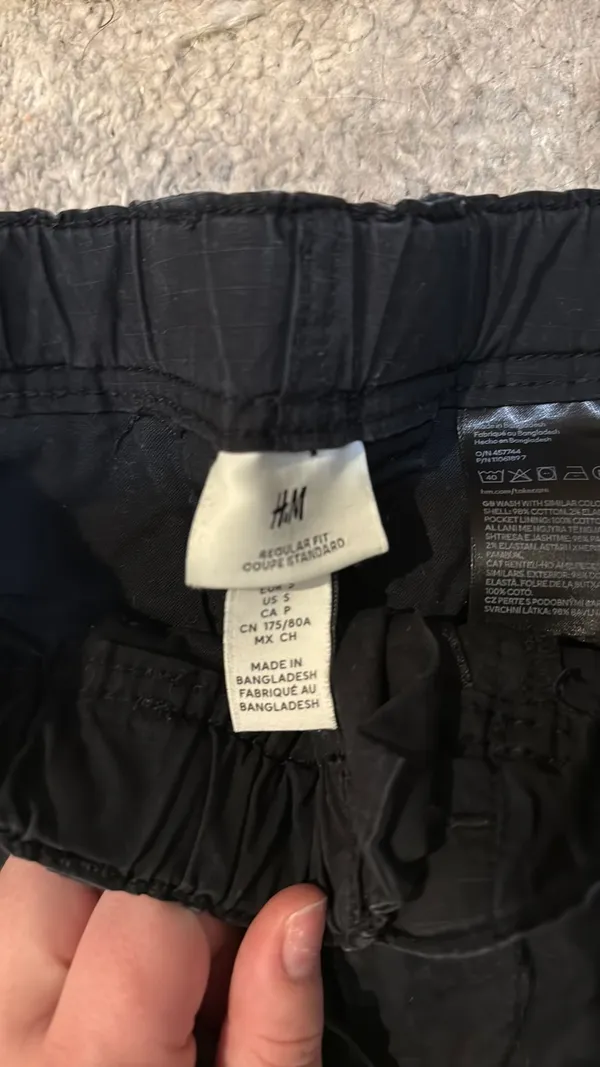 H&M Black Parachute Cargo Pants with Drawstring Hem - Image 2